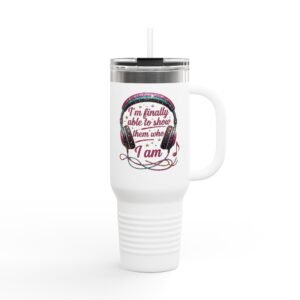 40oz Insulated Travel Mug – "I’m Finally Able to Show Them Who I Am" Headphones Design