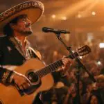 Mexican singer songwriter performing live with an acoustic guitar